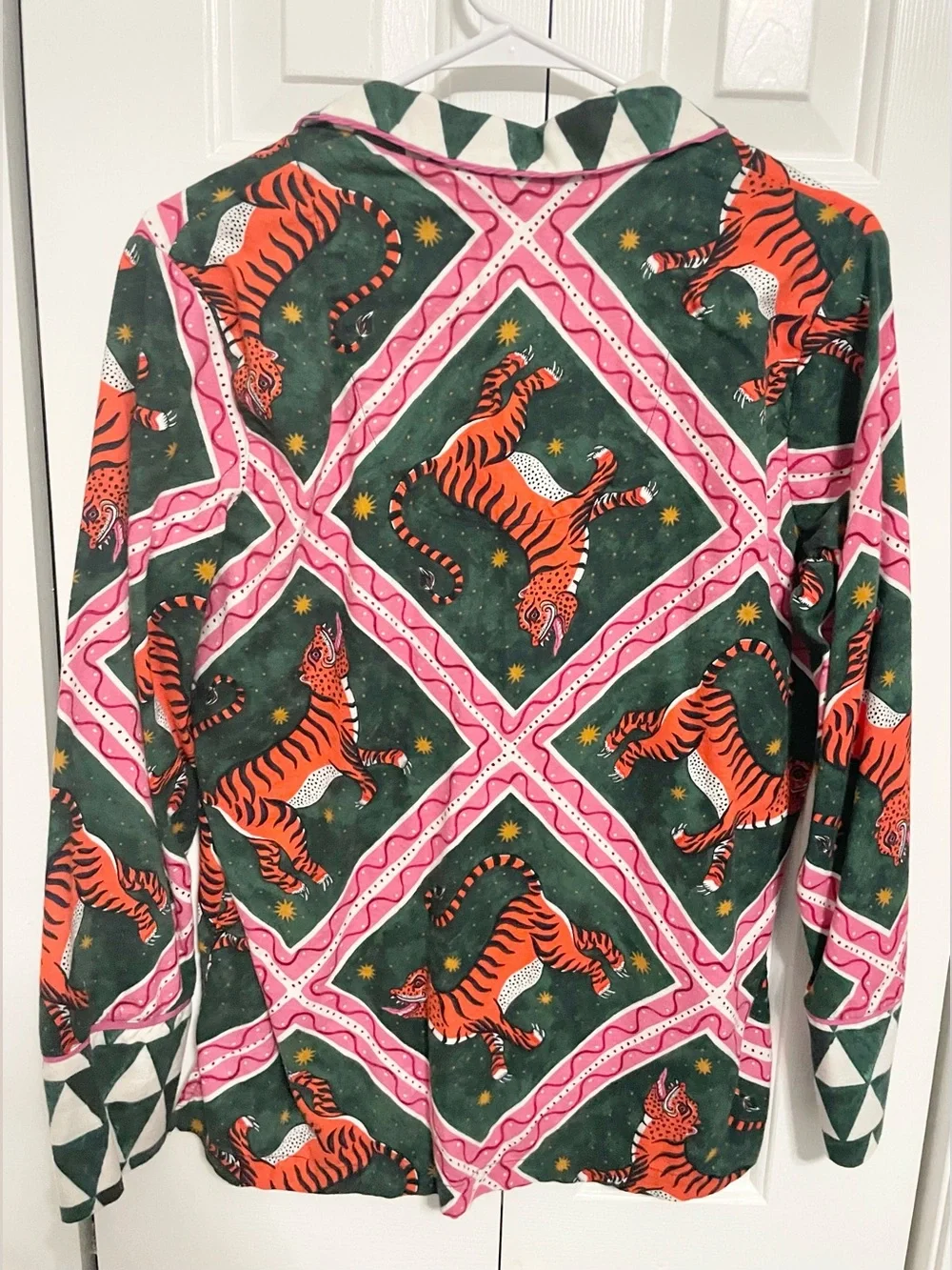 Women's Tiger-Print Pajama Set - Green & Pink